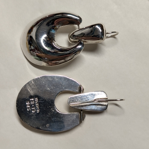 Vintage silver Art Deco large earrings 925 - Picture 2 of 4